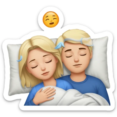 Blond man and brunette woman asleep sticker