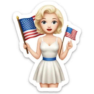Marilyn Monroe, with american flag sticker
