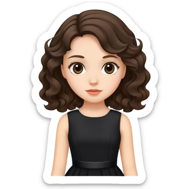 Brunette girl with wavy hair wearing a black elegant dress sticker
