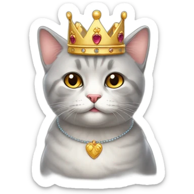 a cute british  cat wearing a crown sticker