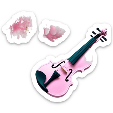 soft pastel pink violin with peonies and glitter sticker