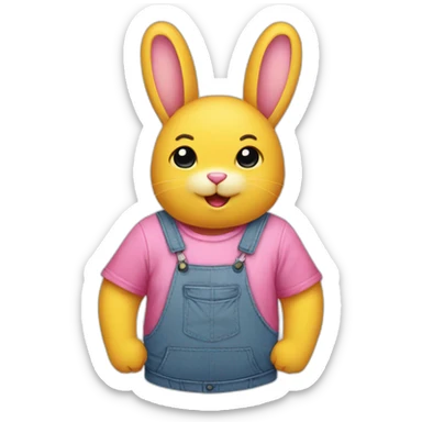Pink rabbit yellow shirt sticker