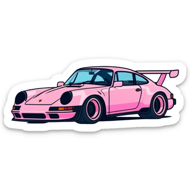 full view of a pink porsche sports car sticker