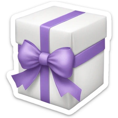 White gift with a lilac ribbon sticker