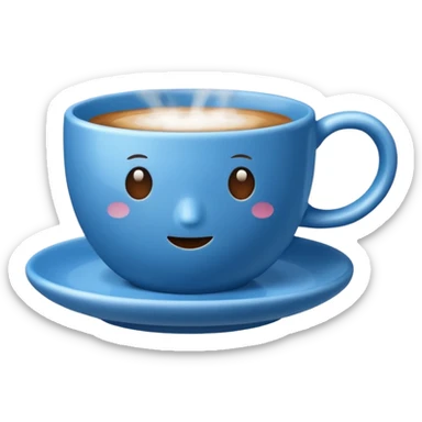 blue coffee cup with steam sticker