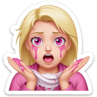 Throwing up emoji but with the rolling eyes and pink throw up sticker