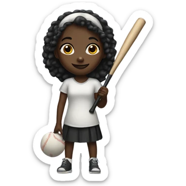 black girl with bat in hand  sticker