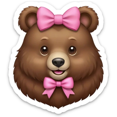 Bear wearing pink bow sticker
