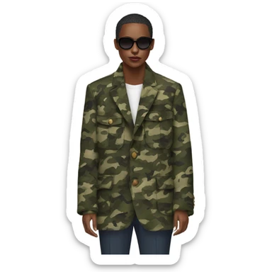 camouflage Wool oversize blazer sticker