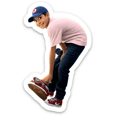 grinning boy in baseball cap sticker