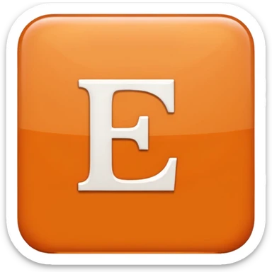 make me an emoji of a orange square with a white E in the center large E must have times new roman font sticker