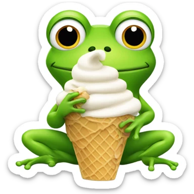Frog eating ice cream sticker