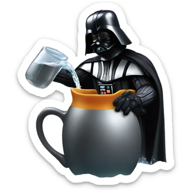 darth vader bending down in water immersing a pitcher sticker