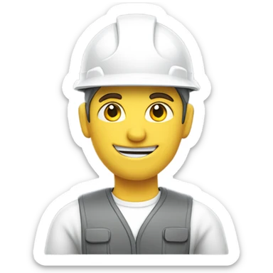 worker wearing a white helmet and a grey workwear, making a thumbs up sticker