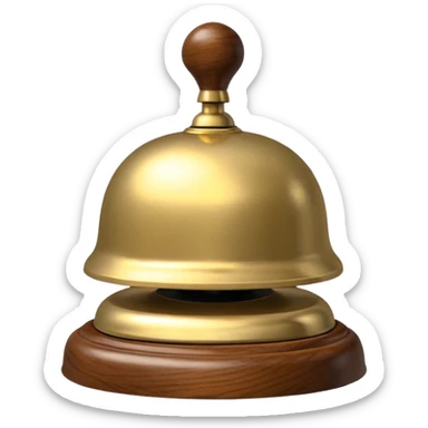 Poolside Service Bell: A tiny brass bell on a wooden base, used to call for drinks or towels at private cabanas. sticker