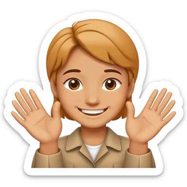 Smiling face with hands pressed together in gratitude, representing politeness sticker