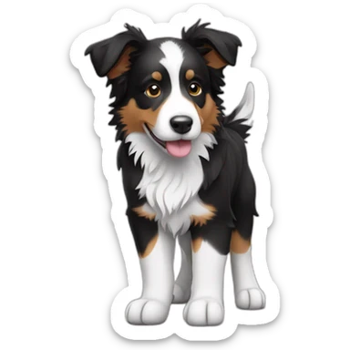 tri coloured border collie puppy sticker
