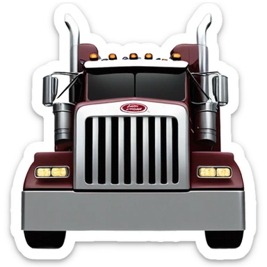 Peterbilt 389 brown cherry with flat top and slash cut exhaust stacks and dual rear tires and flat bumper sticker