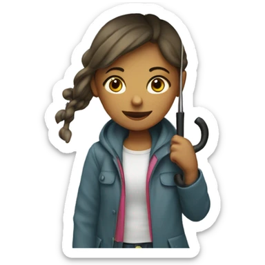 girl with umbrella while raining sticker