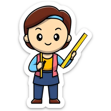full body mad female teacher with ruler sticker