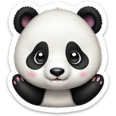 Cinematic Cute Baby Panda Portrait Emoji, Head tilted playfully and inquisitively, featuring an irresistibly fluffy, black and white Fur with an extra dose of cuddliness, round, sparkling eyes filled with boundless curiosity, Simplified yet adorably endearing features, highly detailed, glowing with a warm, friendly glow, high shine, affectionate and playful, stylized with a touch of playful charm, bright and heartwarming, soft glowing outline, capturing the essence of a mischievous yet loving baby panda, so playful it feels like it could tumble out of the screen into your arms! sticker