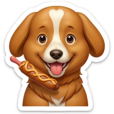 dog eating sausage sticker