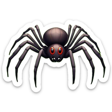 Huge spider sitting on grass with flowers, surrounded by a lush meadow. Detailed legs and body, with soft natural lighting enhancing its texture. Calm, serene background with vibrant greenery and a clear sky. Transparent background. sticker