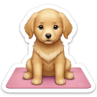 Sassy Golden retriever puppy on light pink yoga mat sticker