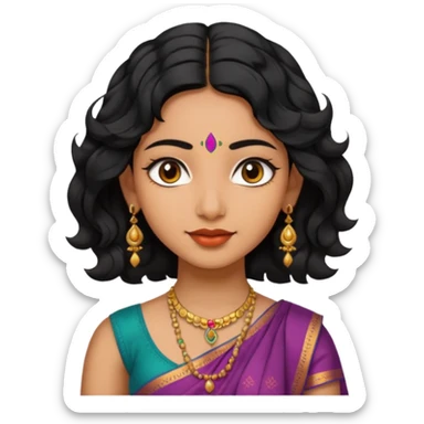 Indian fat girl south Indian wavy short black hair tan darker skin sticker