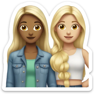 4 girls: blonde and 3 brunette sticker