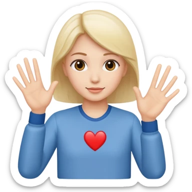 Me doing hand heart sticker