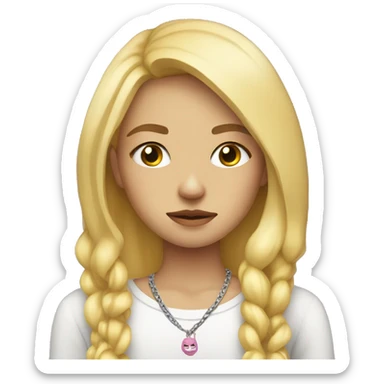 sad blonde girl with hippee necklaces and outfit sticker