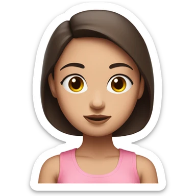 girl with pale skin and dark brown hair in zen meditation position wearing a pink tank top sticker