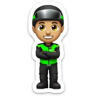  Piloto fazendo cumprimento na estrada de sua Kawasaki Zx10R preta 2018 sticker