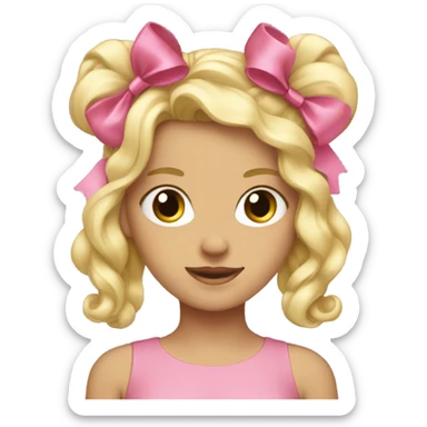 blonde girl with pink bows in her hair  sticker