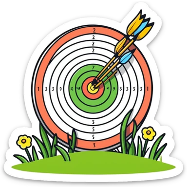 Archery target with green grass and spring flowers sticker