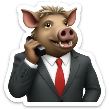 boar in a business suit talking on the phone
 sticker