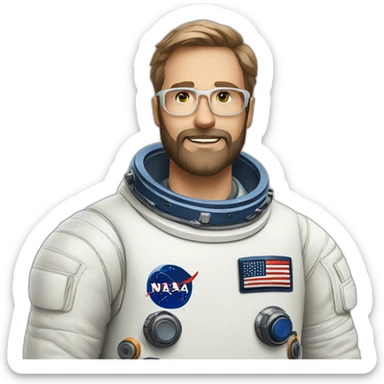astronaut beard caucasian-man white-glasses sticker