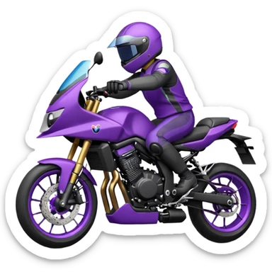 Créer un emoji copiable sur mon système iOS avec une moto mt07 noir mate / violet plus foncé que tu as et iridescent. le style de la mt07 doit être en sport. sticker