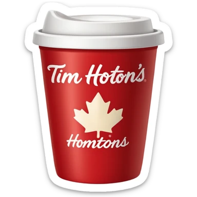 Tim Hortons coffee, it should be red cup with white write writing " Tim Hortons" and a White lid sticker