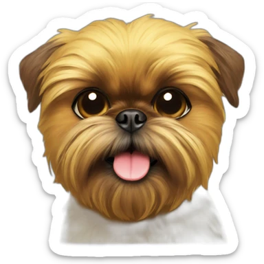 brussels griffon with a banana sticker