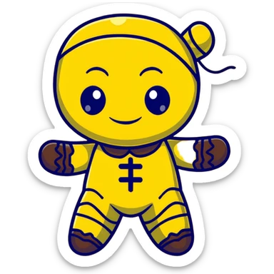 black and yellow voodoo doll sticker