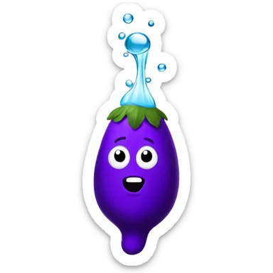 Eggplant squirting water  sticker