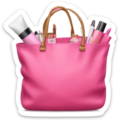 large pink bag filled with cosmetics sticker