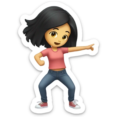 Dab girl with black hair sticker