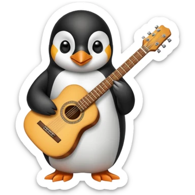 a penguin holding a guitar in tile iphone  sticker