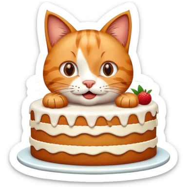 Happy cat eats big cate sticker