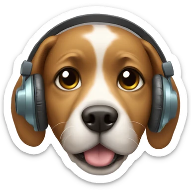 Dog with headphones sticker