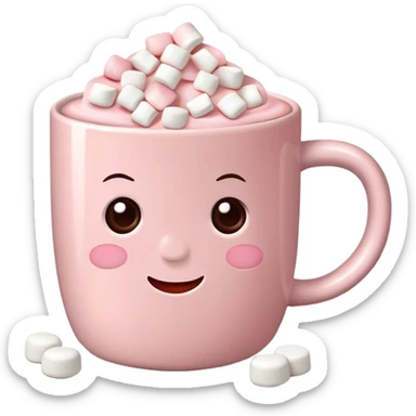 Light Pink mug of hot chocolate with marshmallows  sticker