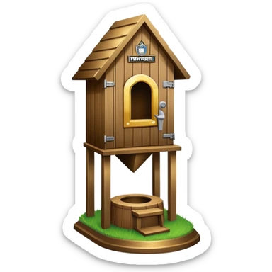 A "I STINK AT FANTASY FOOTBALL" trophy featuring an outhouse-shaped figure with legs on a metallic base - perfect for commemorating league losers.​​​​​​​​​​​​​​​​ sticker